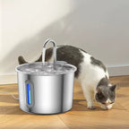 Automatic Stainless Steel Pet Fountain with LED Light Water & Water Level Window