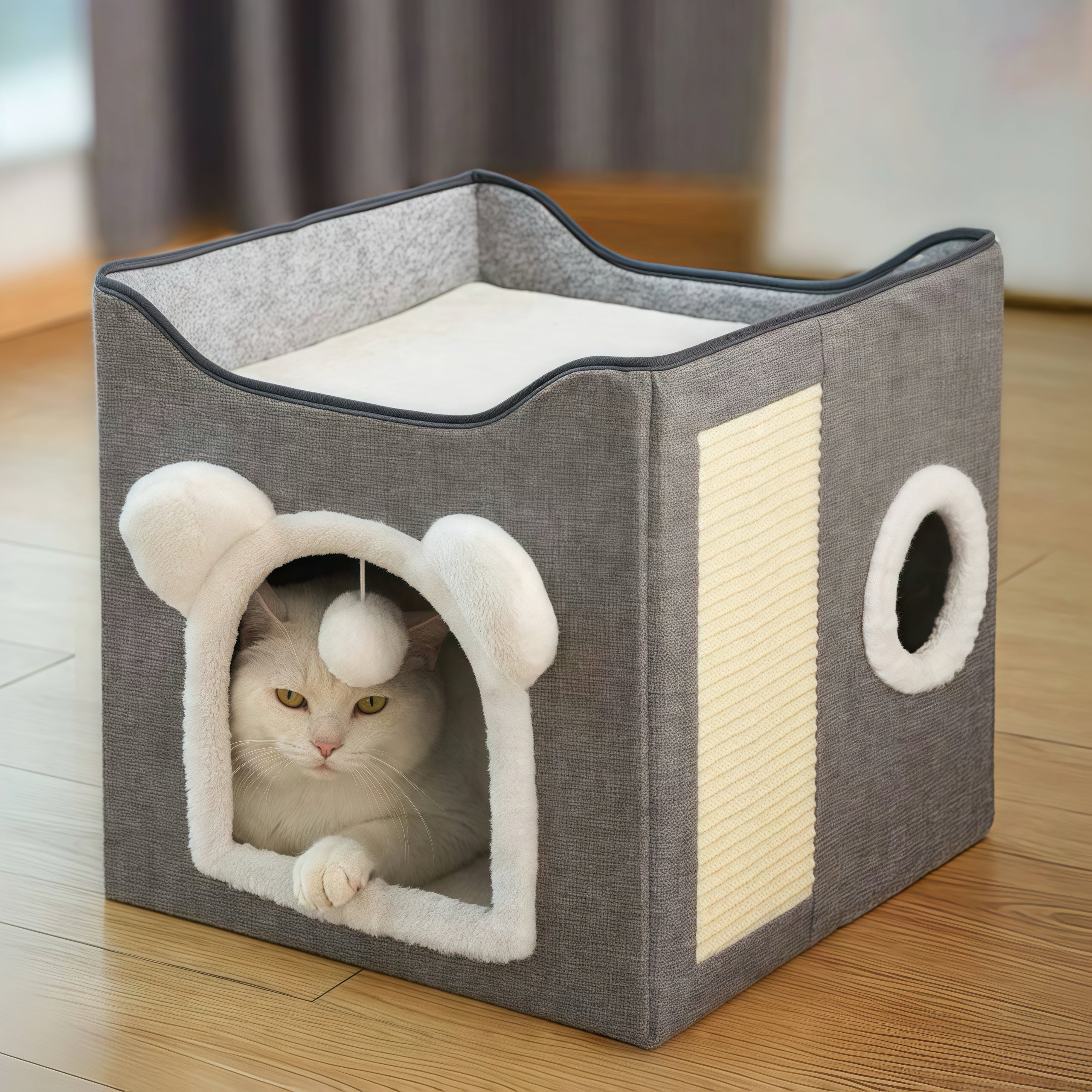Cat Cube Bed Indoor with Scratch