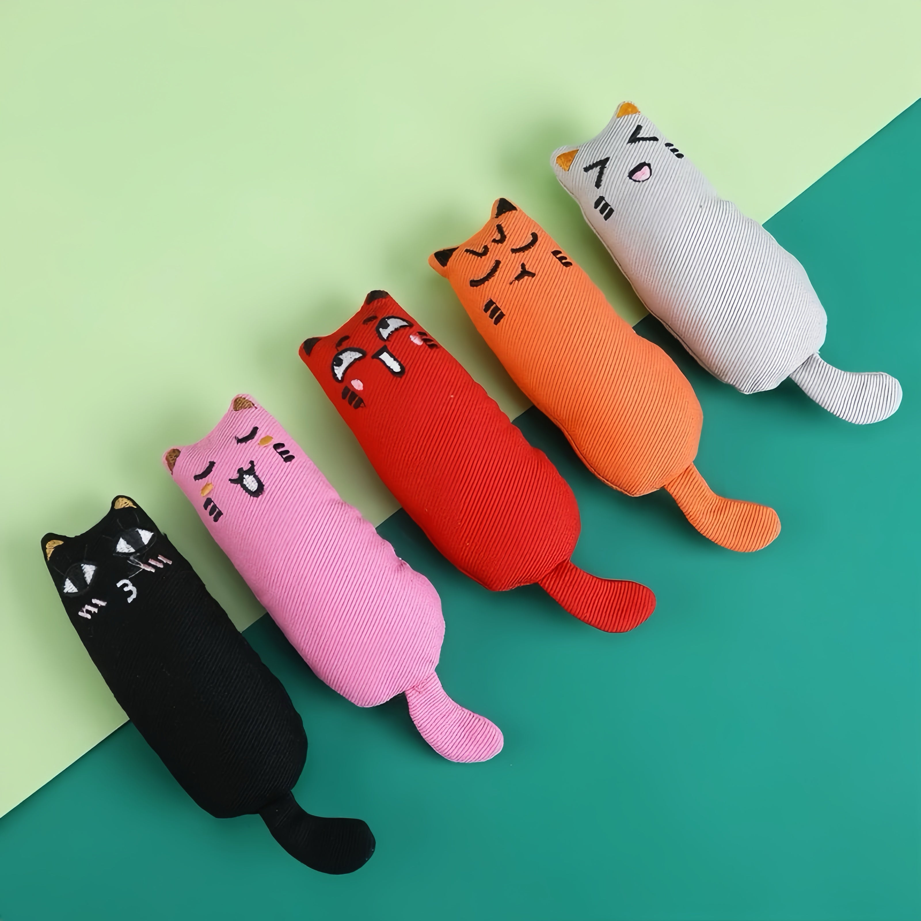 Plush cat toy for teething and relief