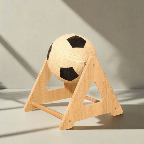 Bring game-day excitement to your cat's playtime with this durable, foot-ball style scratching ball that satisfies scratching instincts in sporty style!