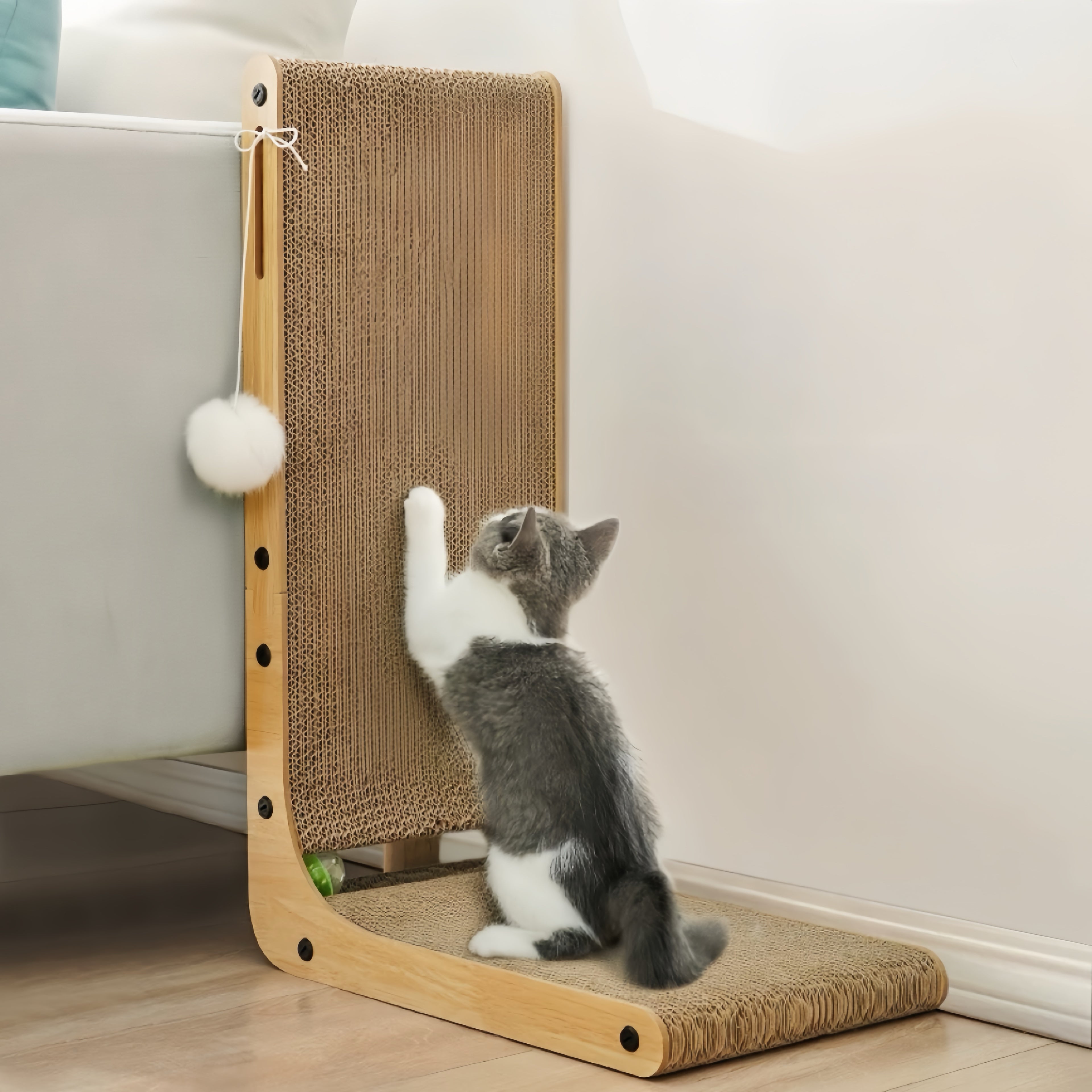 L Shape Cat Scratcher Pad with Ball